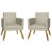 Combo 02 Poltrona Decorativa Pés Palito Nina Estilo Matelassê Bege - DS Estofados