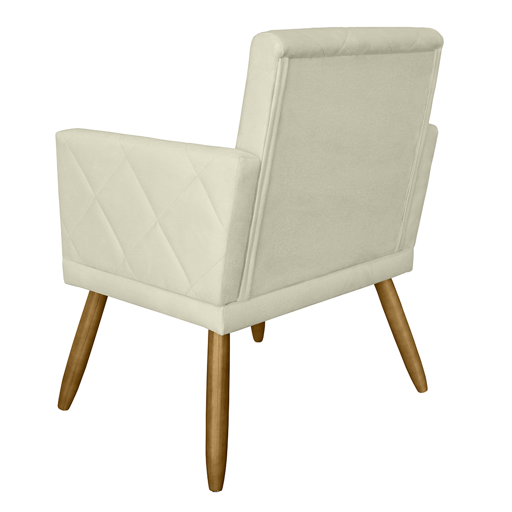Combo 02 Poltrona Decorativa Pés Palito Nina Estilo Matelassê Bege - DS Estofados