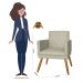 Combo 02 Poltrona Decorativa Pés Palito Nina Estilo Matelassê Bege - DS Estofados