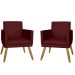 Combo 02 Poltrona Decorativa Pés Palito Nina Estilo Matelassê Bordô - DS Estofados