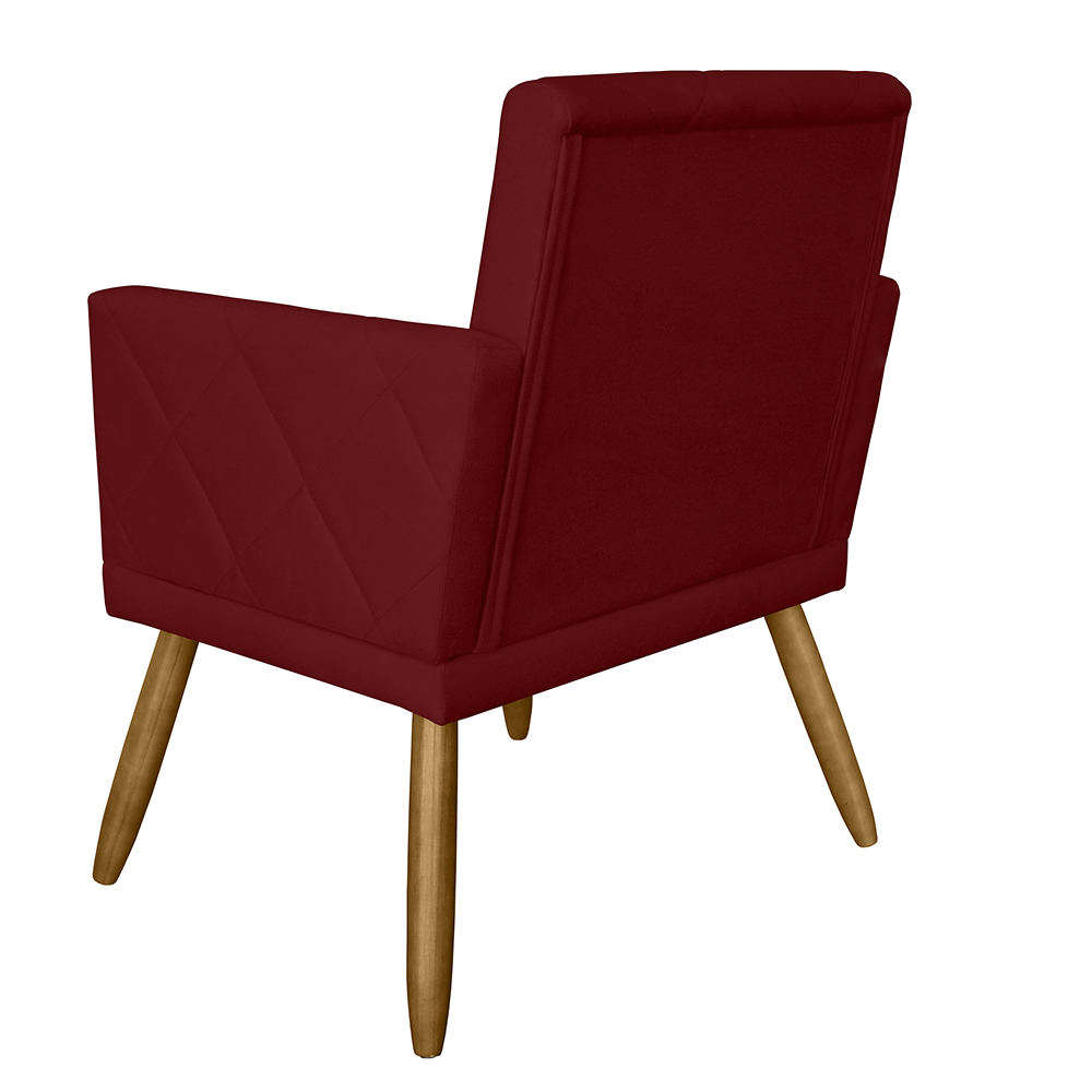 Combo 02 Poltrona Decorativa Pés Palito Nina Estilo Matelassê Bordô - DS Estofados