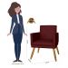 Combo 02 Poltrona Decorativa Pés Palito Nina Estilo Matelassê Bordô - DS Estofados