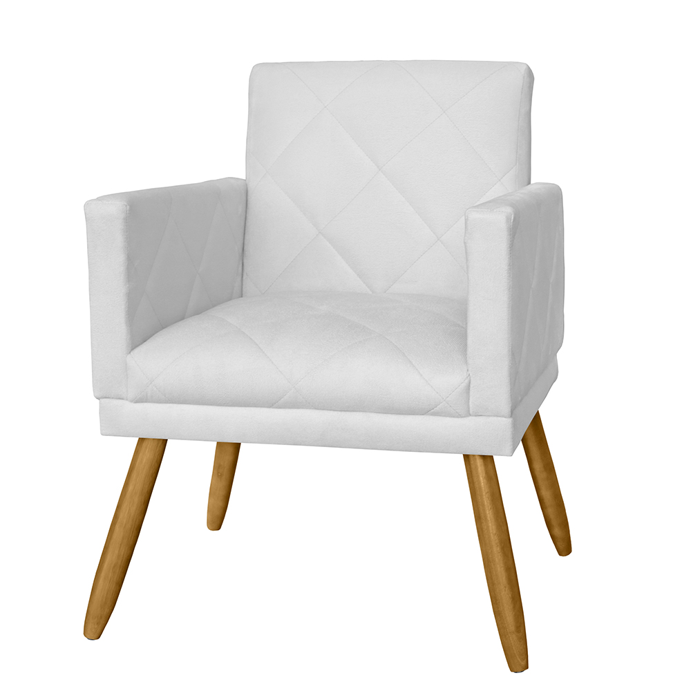 Combo 02 Poltrona Decorativa Pés Palito Nina Estilo Matelassê Branco - DS Estofados