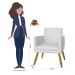 Combo 02 Poltrona Decorativa Pés Palito Nina Estilo Matelassê Branco - DS Estofados