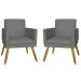 Combo 02 Poltrona Decorativa Pés Palito Nina Estilo Matelassê Cinza - DS Estofados