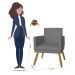 Combo 02 Poltrona Decorativa Pés Palito Nina Estilo Matelassê Cinza - DS Estofados