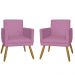 Combo 02 Poltrona Decorativa Pés Palito Nina Estilo Matelassê Rosa - DS Estofados