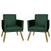 Combo 02 Poltrona Decorativa Pés Palito Nina Estilo Matelassê Verde - DS Estofados