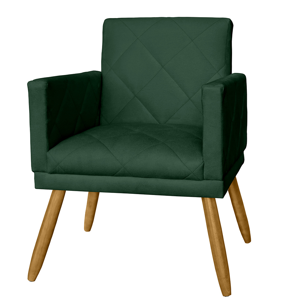 Combo 02 Poltrona Decorativa Pés Palito Nina Estilo Matelassê Verde - DS Estofados