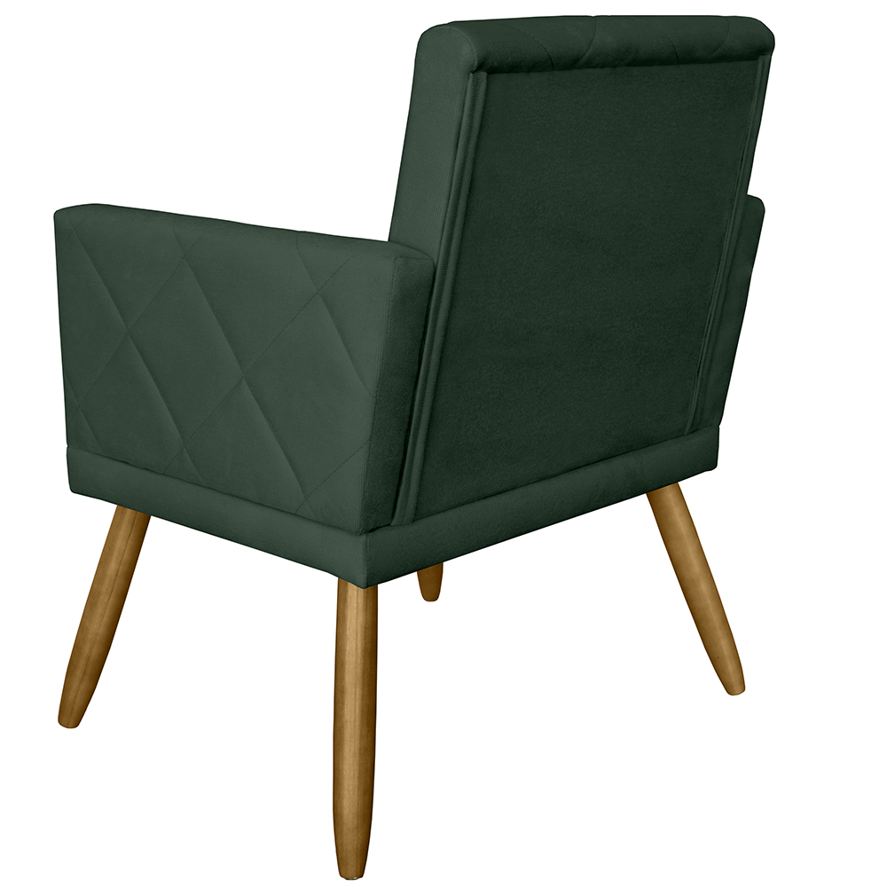 Combo 02 Poltrona Decorativa Pés Palito Nina Estilo Matelassê Verde - DS Estofados