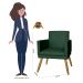 Combo 02 Poltrona Decorativa Pés Palito Nina Estilo Matelassê Verde - DS Estofados