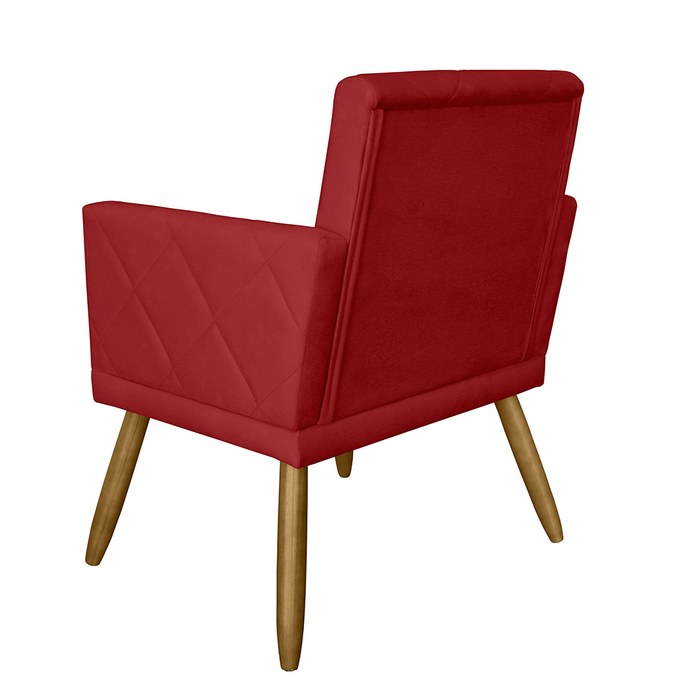 Combo 02 Poltrona Decorativa Pés Palito Nina Estilo Matelassê Vermelho - DS Estofados