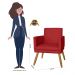 Combo 02 Poltrona Decorativa Pés Palito Nina Estilo Matelassê Vermelho - DS Estofados