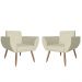 Combo 02 Poltronas Decorativa Flora Pés Palito Suede Bege - DS Estofados