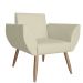 Combo 02 Poltronas Decorativa Flora Pés Palito Suede Bege - DS Estofados