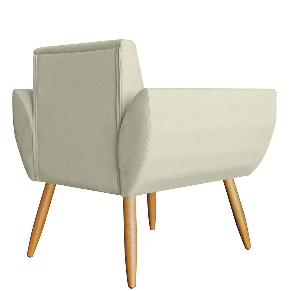 Combo 02 Poltronas Decorativa Flora Pés Palito Suede Bege - DS Estofados