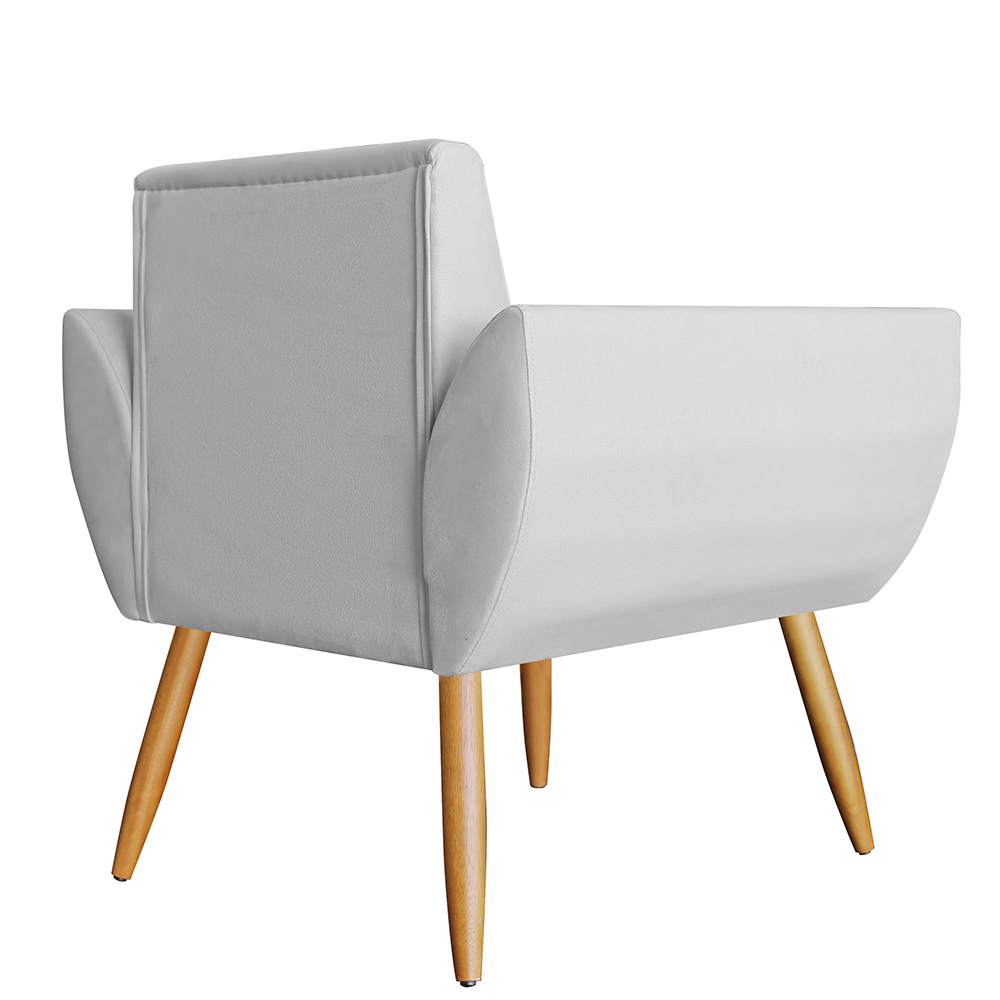 Combo 02 Poltronas Decorativa Flora Pés Palito Suede Branco - DS Estofados