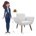 Combo 02 Poltronas Decorativa Flora Pés Palito Suede Branco - DS Estofados