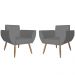 Combo 02 Poltronas Decorativa Flora Pés Palito Suede Cinza - DS Estofados