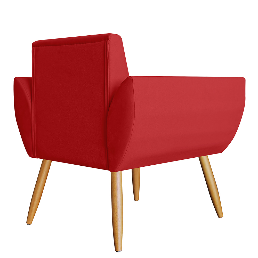 Combo 02 Poltronas Decorativa Flora Pés Palito Suede Vermelho - DS Estofados