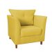 Combo 02 Poltronas Decorativa Isis Pés de Madeira Mais Puff Opalla Suede Amarelo - DS Estofados