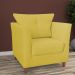 Combo 02 Poltronas Decorativa Isis Pés de Madeira Mais Puff Opalla Suede Amarelo - DS Estofados