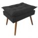 Combo 02 Poltronas Decorativa Isis Pés de Madeira Mais Puff Opalla Suede Preto - DS Estofados