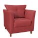 Combo 02 Poltronas Decorativa Isis Pés de Madeira Mais Puff Opalla Suede Vermelho - DS Estofados