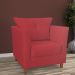 Combo 02 Poltronas Decorativa Isis Pés de Madeira Mais Puff Opalla Suede Vermelho - DS Estofados