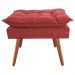Combo 02 Poltronas Decorativa Isis Pés de Madeira Mais Puff Opalla Suede Vermelho - DS Estofados