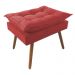 Combo 02 Poltronas Decorativa Isis Pés de Madeira Mais Puff Opalla Suede Vermelho - DS Estofados
