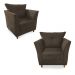 Combo 02 Poltronas Decorativa Isis Pés de Madeira Suede Marrom - DS Estofados