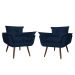 Combo 02 Poltronas Decorativa Opalla Pés Palito Suede Azul Marinho - DS Estofados