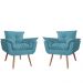 Combo 02 Poltronas Decorativa Opalla Pés Palito Suede Azul Turquesa - DS Estofados