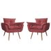 Combo 02 Poltronas Decorativa Opalla Pés Palito Suede Bordô - DS Estofados