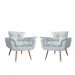 Combo 02 Poltronas Decorativa Opalla Pés Palito Suede Branco - DS Estofados