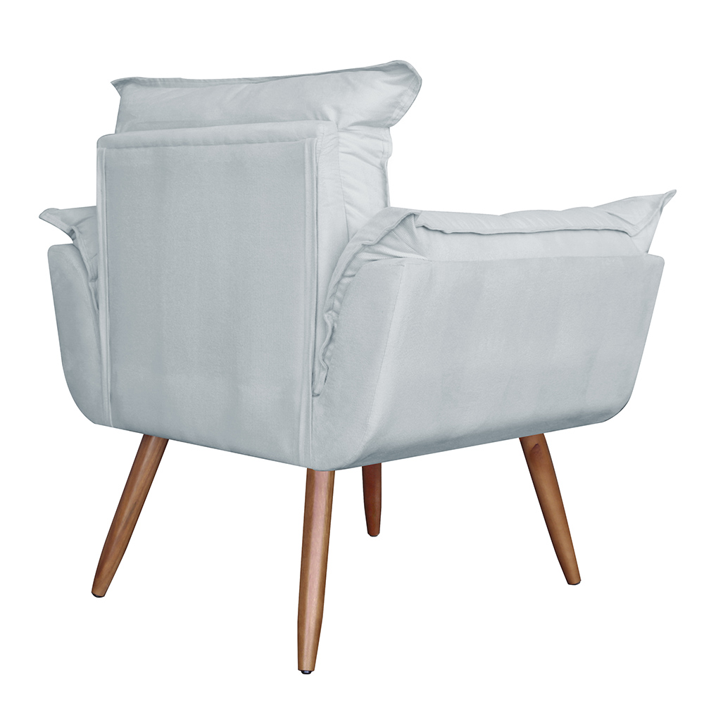 Combo 02 Poltronas Decorativa Opalla Pés Palito Suede Branco - DS Estofados