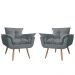 Combo 02 Poltronas Decorativa Opalla Pés Palito Suede Cinza - DS Estofados