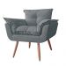 Combo 02 Poltronas Decorativa Opalla Pés Palito Suede Cinza - DS Estofados