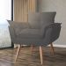Combo 02 Poltronas Decorativa Opalla Pés Palito Suede Cinza - DS Estofados