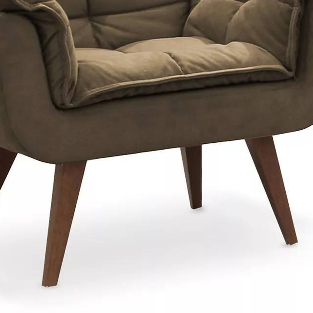 Combo 02 Poltronas Decorativa Opalla Pés Palito Suede Marrom - DS Estofados