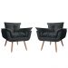 Combo 02 Poltronas Decorativa Opalla Pés Palito Suede Preto - DS Estofados