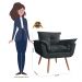Combo 02 Poltronas Decorativa Opalla Pés Palito Suede Preto - DS Estofados