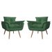 Combo 02 Poltronas Decorativa Opalla Pés Palito Suede Verde - DS Estofados