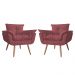 Combo 02 Poltronas Decorativa Opalla Pés Palito Suede Vermelho - DS Estofados