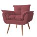 Combo 02 Poltronas Decorativa Opalla Pés Palito Suede Vermelho - DS Estofados