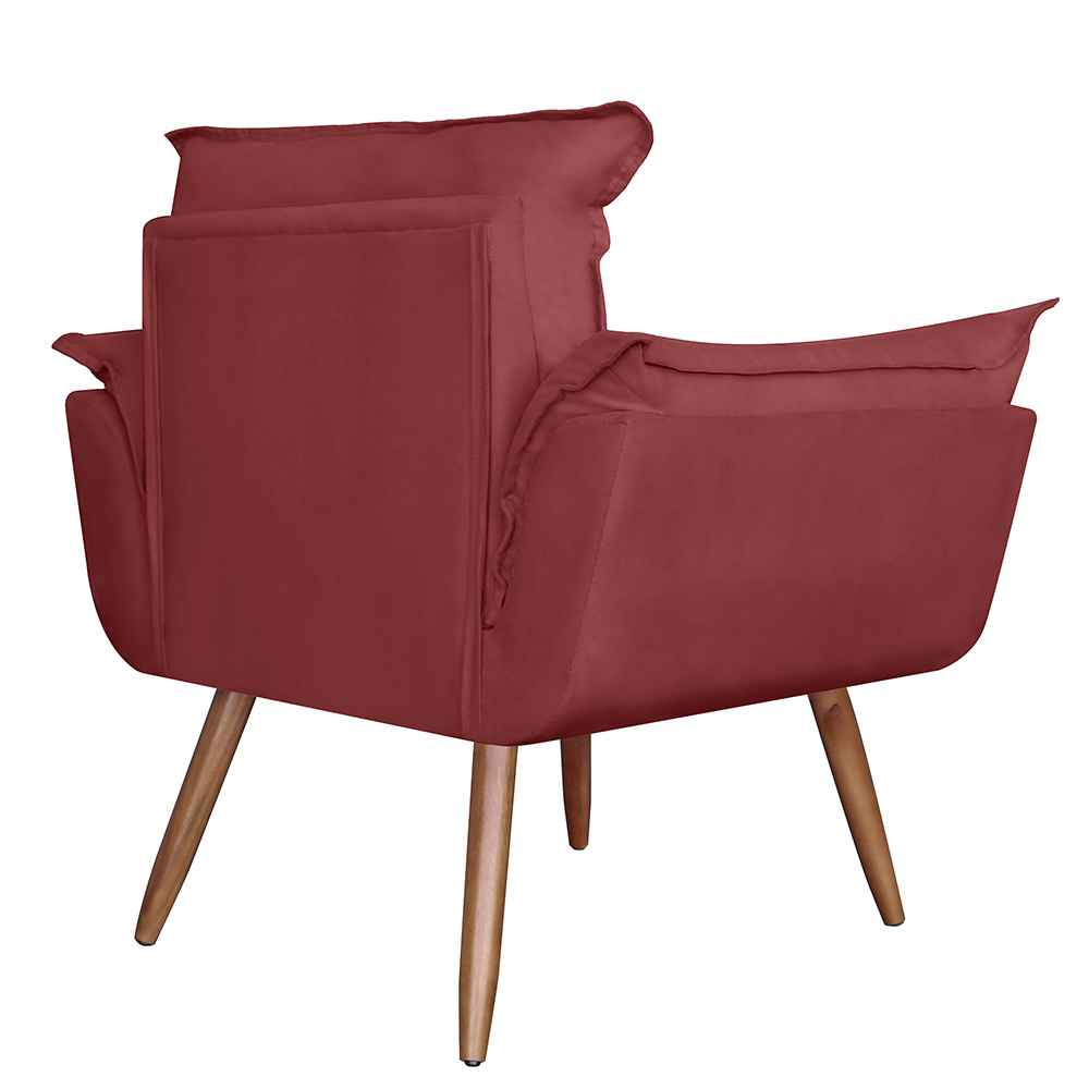 Combo 02 Poltronas Decorativa Opalla Pés Palito Suede Vermelho - DS Estofados