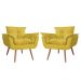 Combo 02 Poltronas Decorativa Opalla Suede Amarelo - DS Estofados