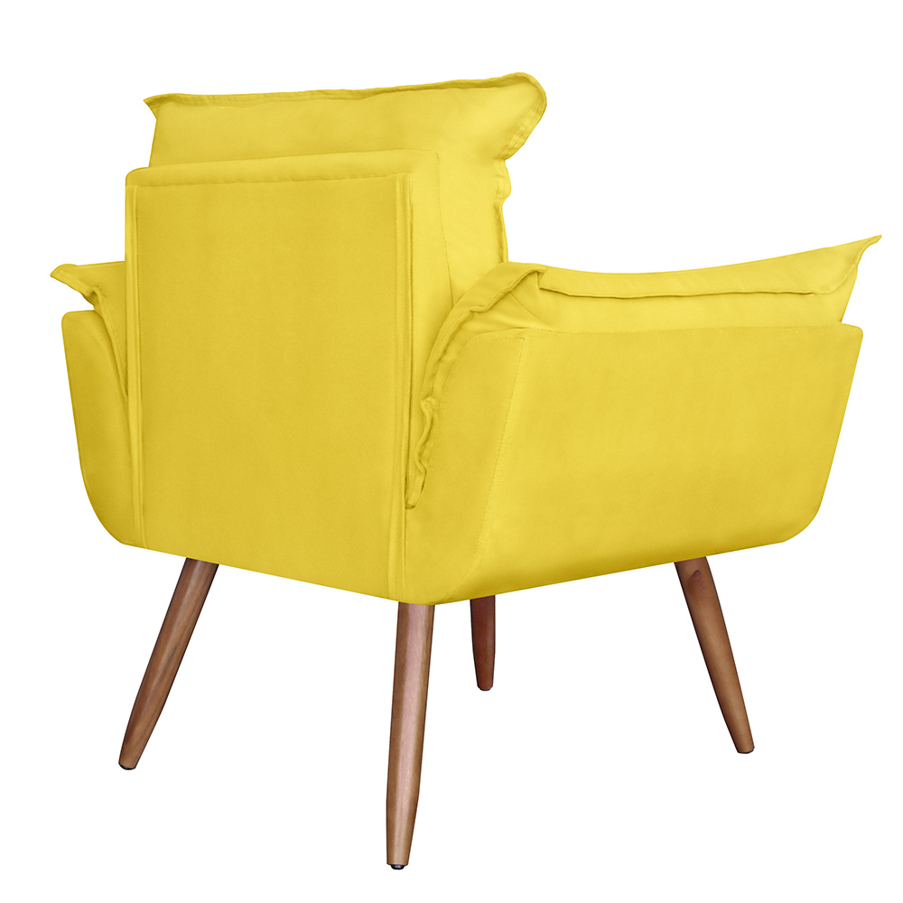 Combo 02 Poltronas Decorativa Opalla Suede Amarelo - DS Estofados