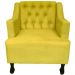 Combo 02 Poltronas Decorativa Pés Luis XV Gênises Encosto Estilo Capitonê Suede Amarelo - DS Estofados